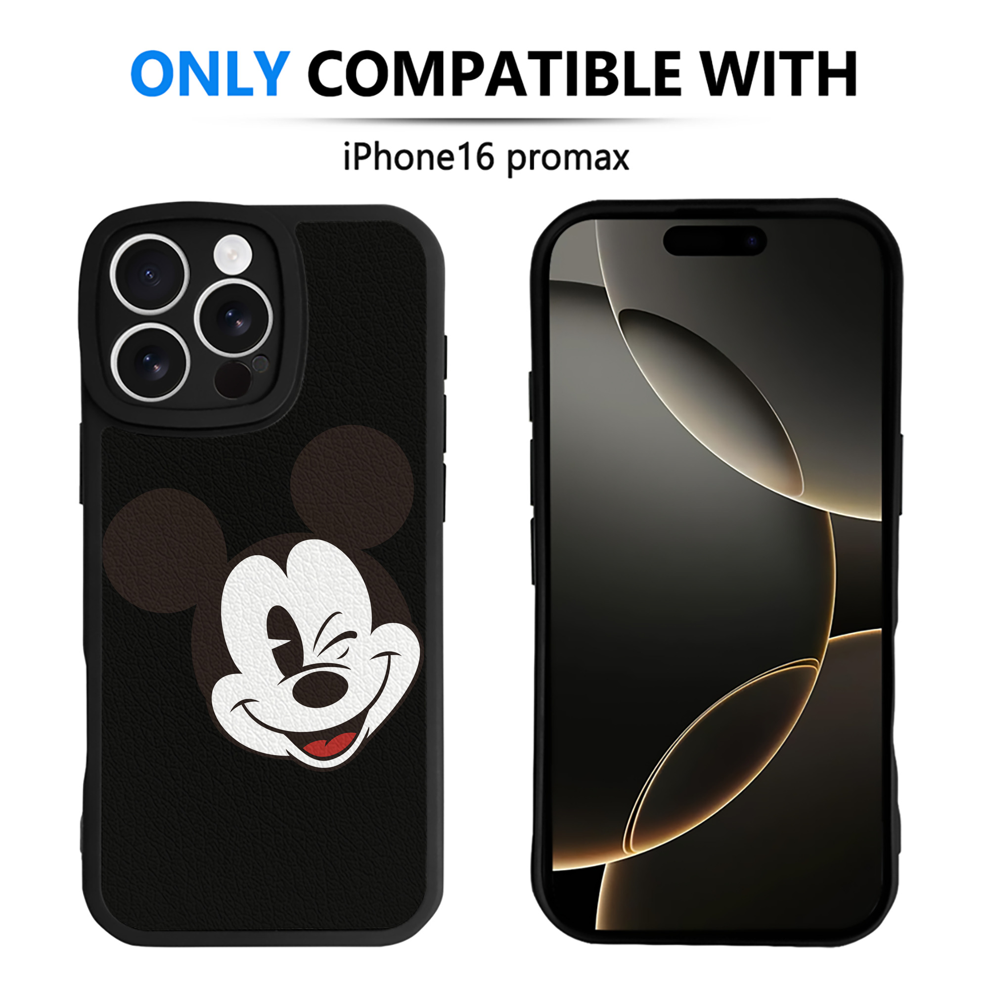 （画像用） ミッキーマウス Mickey Mouse 【iPhone 16シリーズ対応】シリコンスマホケース（レザー調） 材質：シリコン